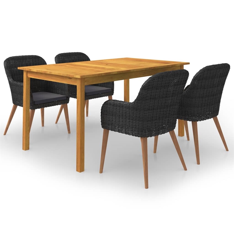 vidaXL Dining Set in Black and Dark Gray