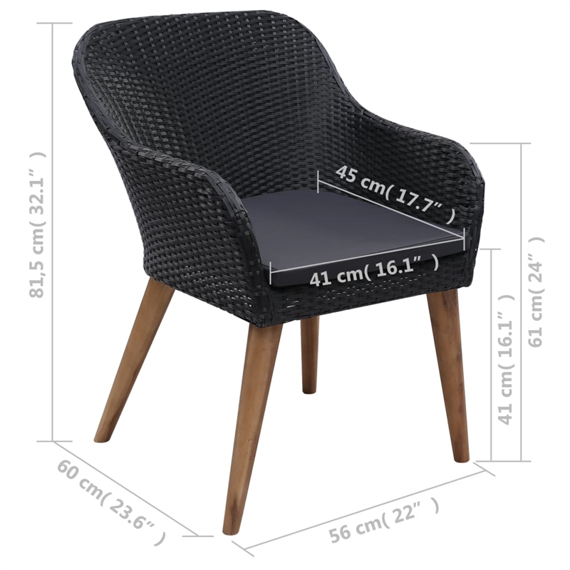 vidaXL Dining Set in Black and Dark Gray
