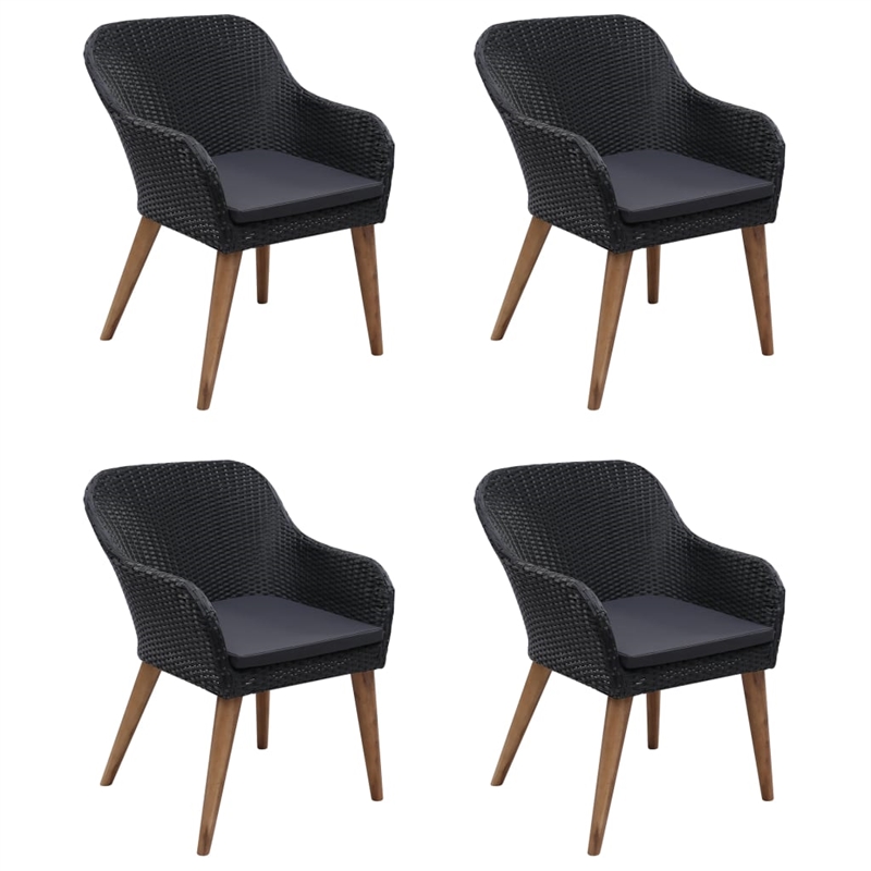 vidaXL Dining Set in Black and Dark Gray