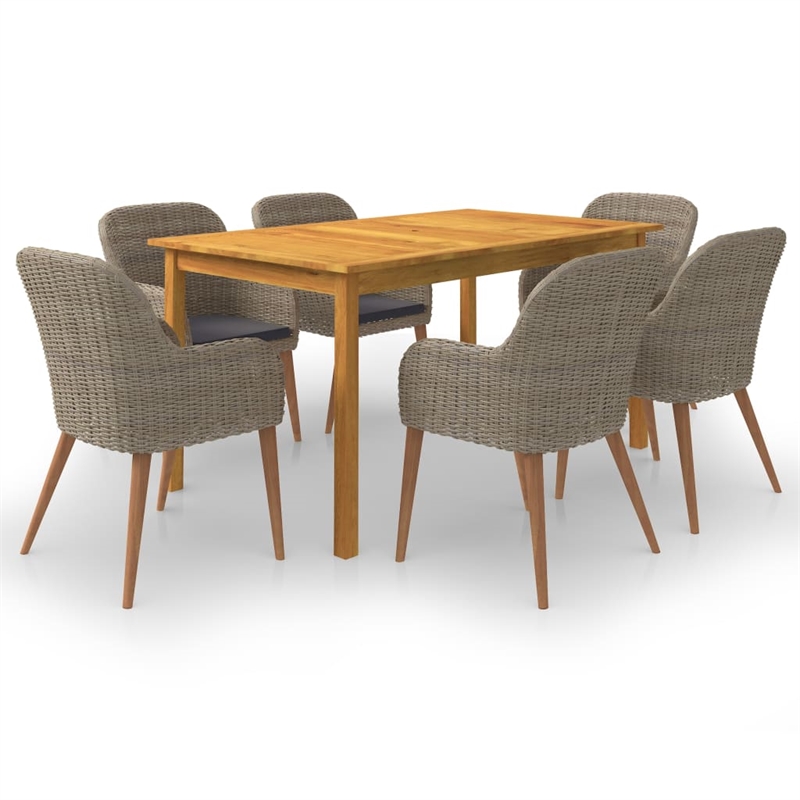 vidaXL Solid Acacia Wood Standard Dining Set in Brown