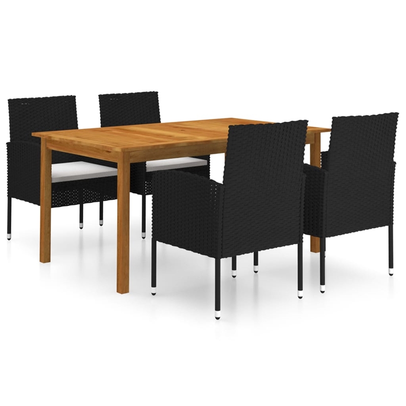 vidaXL Garden Dining Set in Black/Cream White