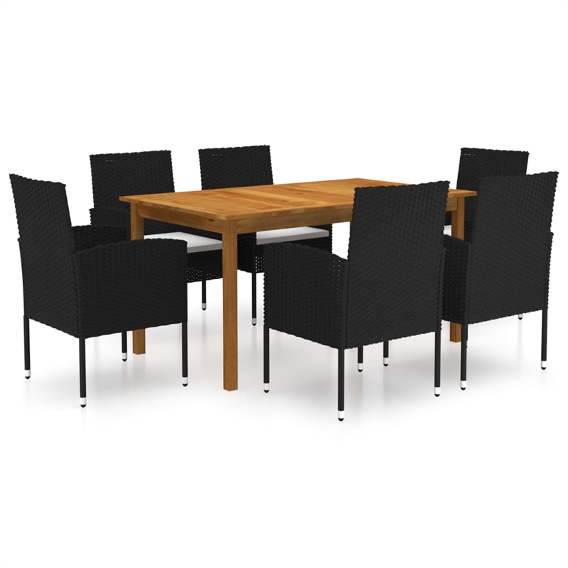 vidaXL Garden Dining Set in Black/Cream White