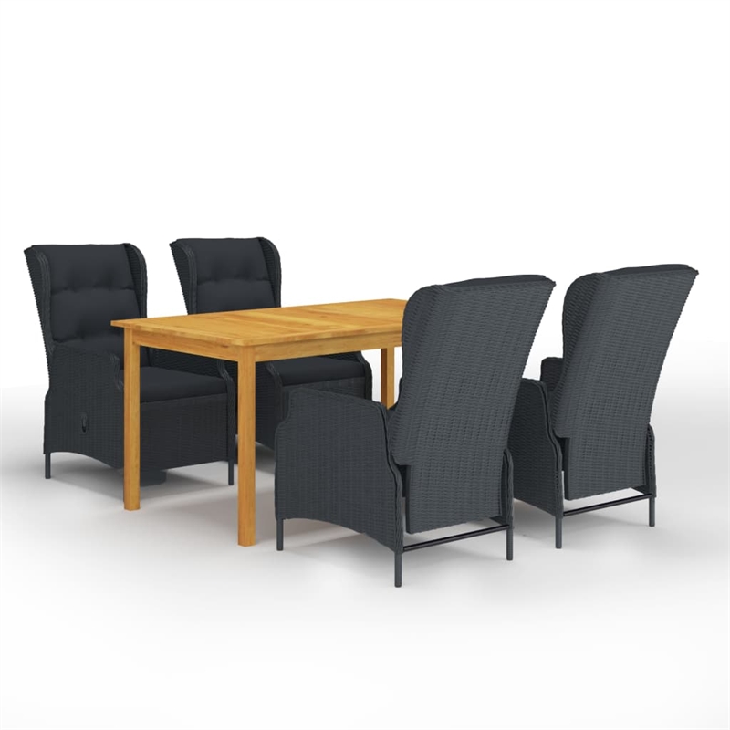 vidaXL Solid Acacia Wood Medium Removable Covers Dining Set in Dark Gray