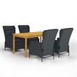 vidaXL Solid Acacia Wood Medium Removable Covers Dining Set in Dark Gray