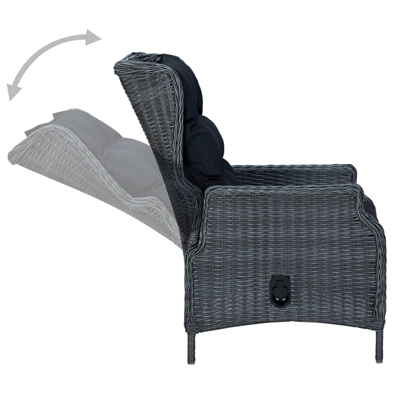 vidaXL Solid Acacia Wood Medium Removable Covers Dining Set in Dark Gray