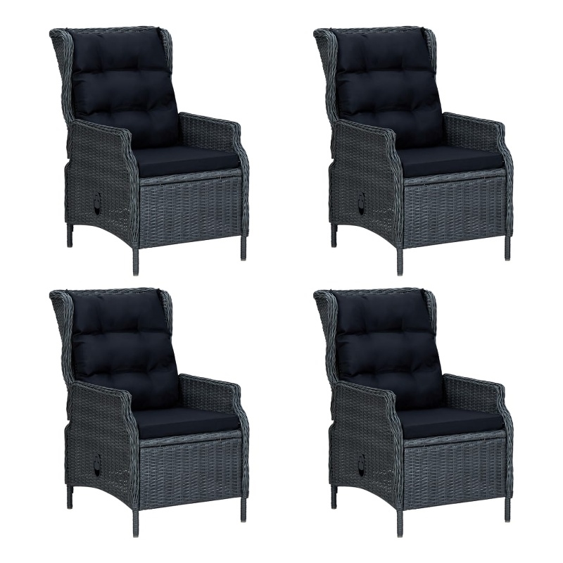 vidaXL Solid Acacia Wood Medium Removable Covers Dining Set in Dark Gray