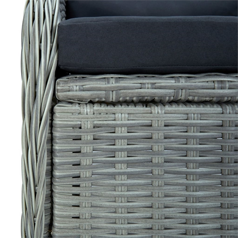 vidaXL Dining Set in Light Gray/Black Cushions