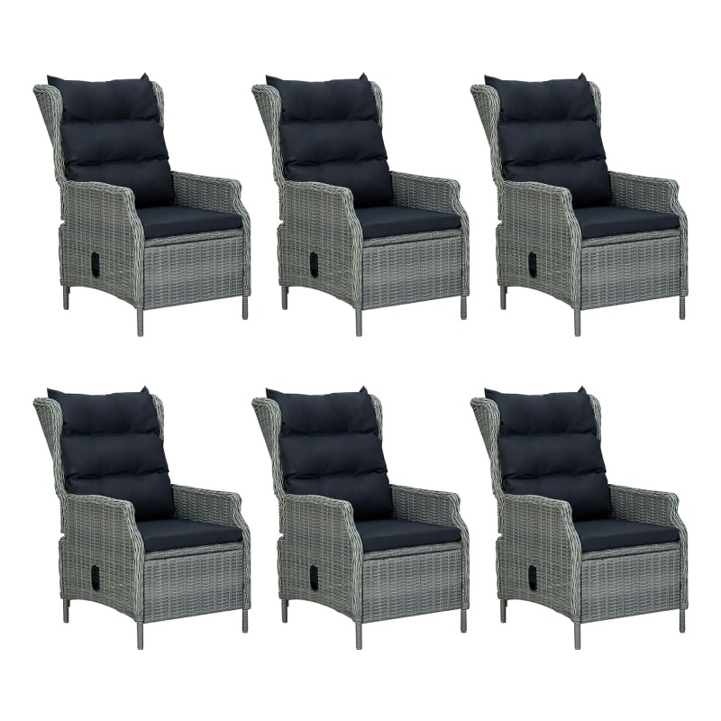 vidaXL Dining Set in Light Gray/Black Cushions