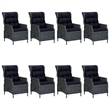 vidaXL Solid Acacia Wood Large Adjustable Armrests Dining Set in Dark Gray