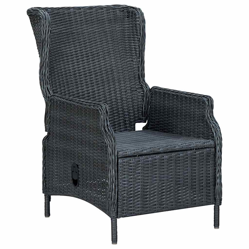 vidaXL Solid Acacia Wood Large Adjustable Armrests Dining Set in Dark Gray