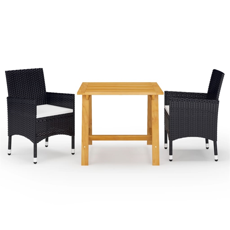 vidaXL Solid Acacia Wood Medium Durable Garden Dining Set in Black
