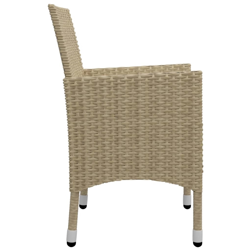 vidaXL Solid Acacia Wood Dining Set in Beige and Cream White