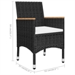 vidaXL Solid Acacia Wood 3 Piece Set Durable Dining Set in Black