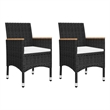 vidaXL Solid Acacia Wood 3 Piece Set Durable Dining Set in Black
