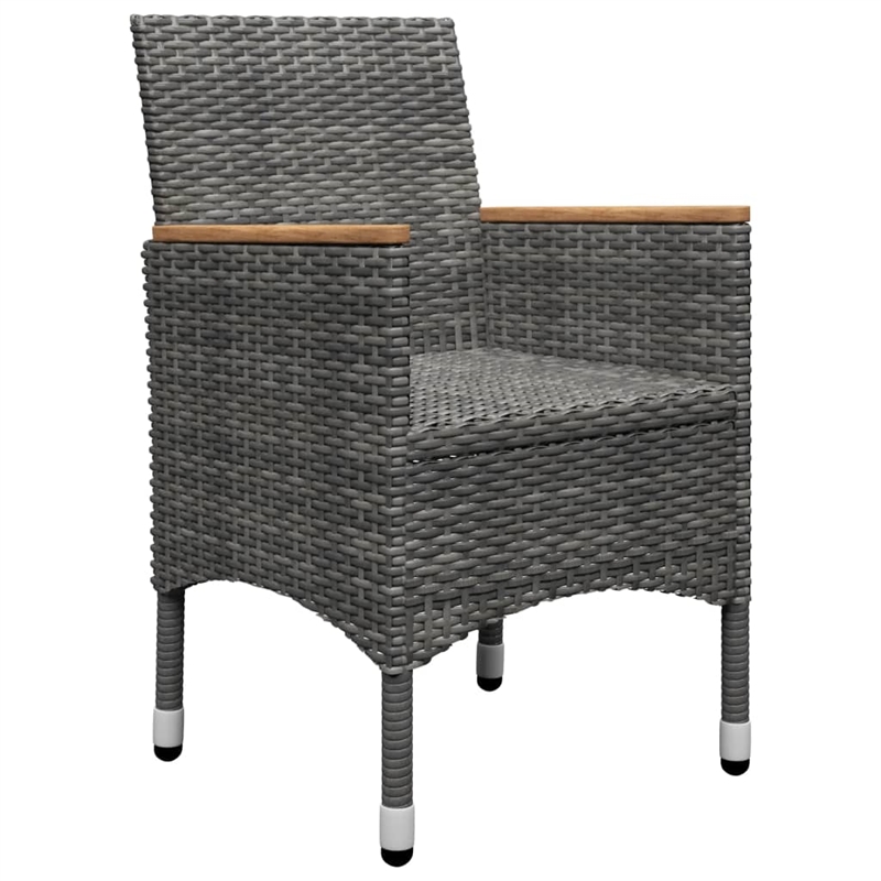 vidaXL Solid Acacia Wood 3 Piece Set Durable Dining Set in Gray