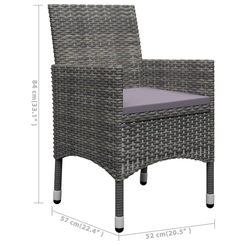 vidaXL Solid Acacia Wood 3 Piece Set Durable Dining Set in Gray