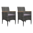 vidaXL Solid Acacia Wood 3 Piece Set Durable Dining Set in Gray