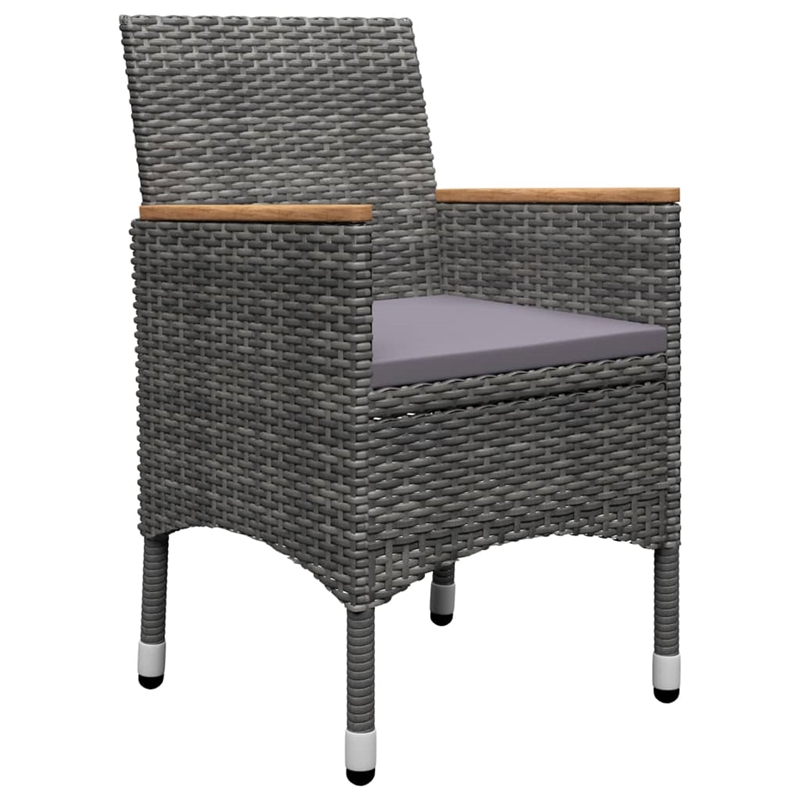 vidaXL Solid Acacia Wood 5 Piece Set Ergonomic Dining Set in Gray