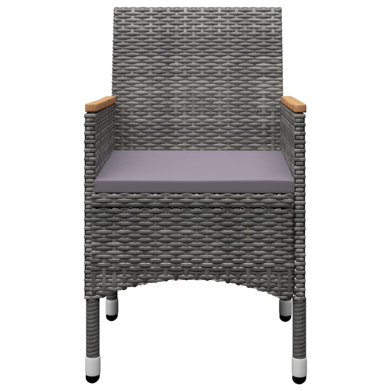 vidaXL Solid Acacia Wood 5 Piece Set Ergonomic Dining Set in Gray