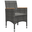vidaXL Solid Acacia Wood 5 Piece Set Ergonomic Dining Set in Gray