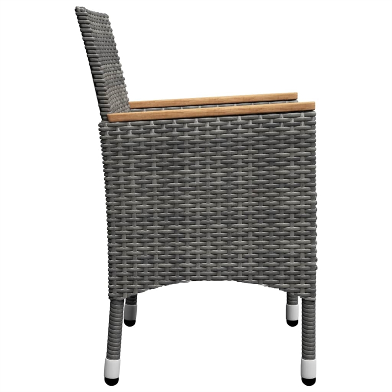 vidaXL Solid Acacia Wood 5 Piece Set Ergonomic Dining Set in Gray
