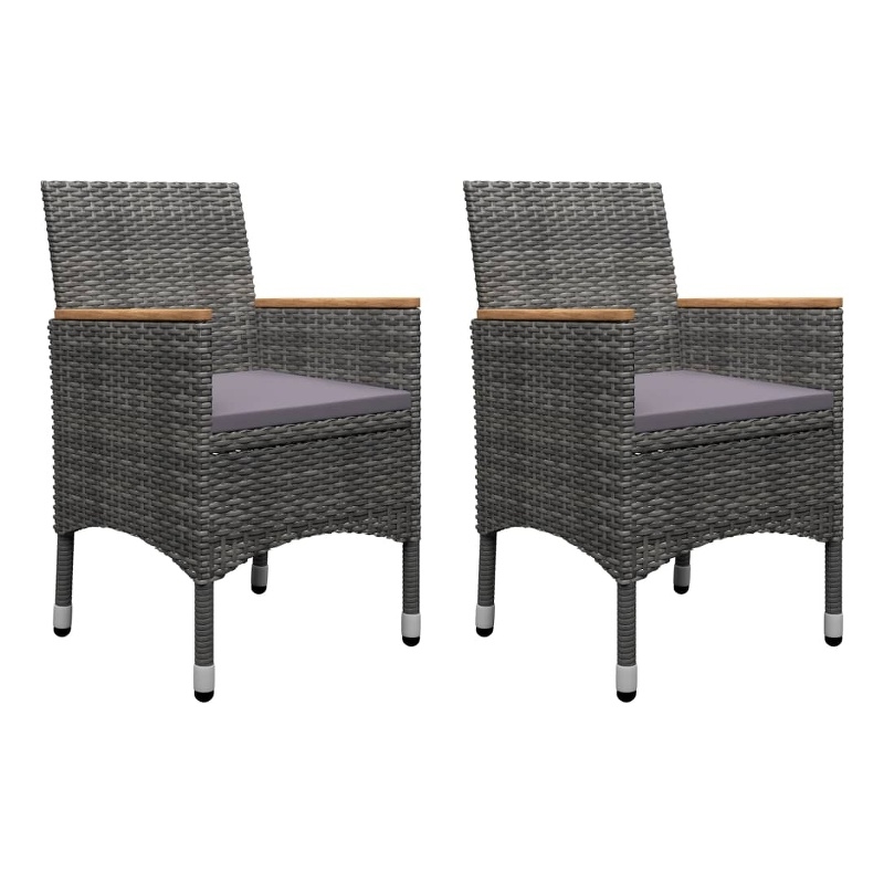 vidaXL Solid Acacia Wood 5 Piece Set Ergonomic Dining Set in Gray