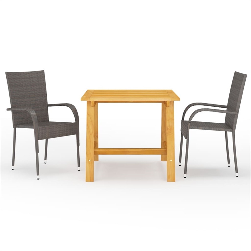 vidaXL Solid Acacia Wood Standard Lightweight Dining Set in Brown