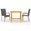 vidaXL Solid Acacia Wood Standard Lightweight Dining Set in Brown