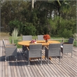 vidaXL Solid Acacia Wood Medium Expandable Dining Set in Gray