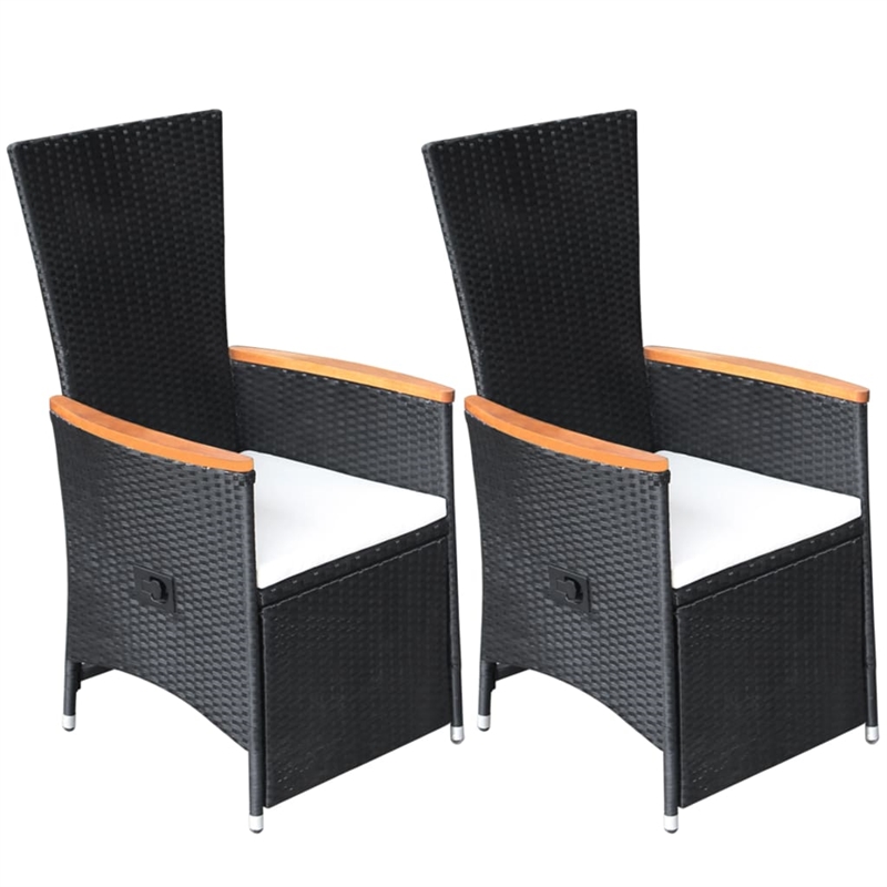 vidaXL Solid Acacia Wood Large Adjustable Armrests Dining Set in Black
