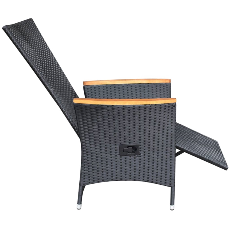 vidaXL Solid Acacia Wood Large Adjustable Armrests Dining Set in Black