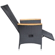 vidaXL Solid Acacia Wood Large Adjustable Armrests Dining Set in Black