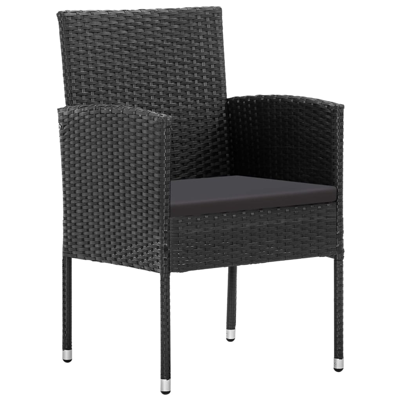 vidaXL Solid Acacia Wood & Steel Large Dining Set in Black