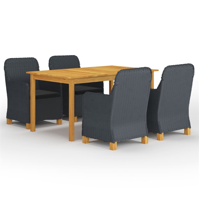vidaXL Solid Acacia Wood Medium Dining Set in Dark Gray