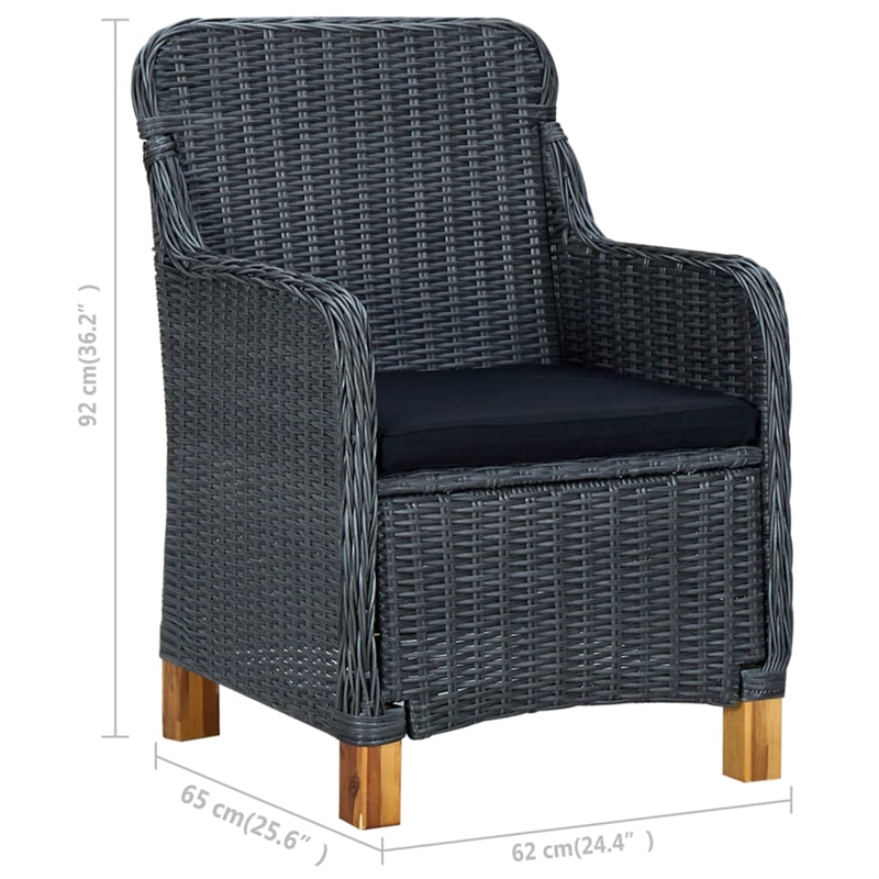 vidaXL Solid Acacia Wood Medium Dining Set in Dark Gray