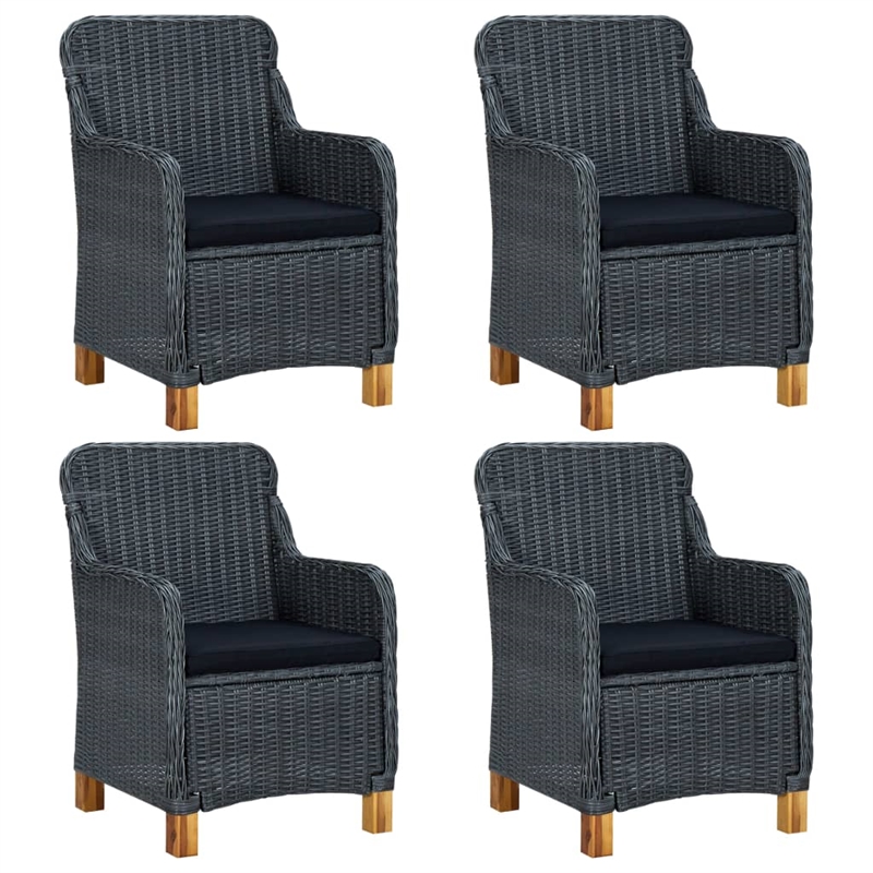 vidaXL Solid Acacia Wood Medium Dining Set in Dark Gray