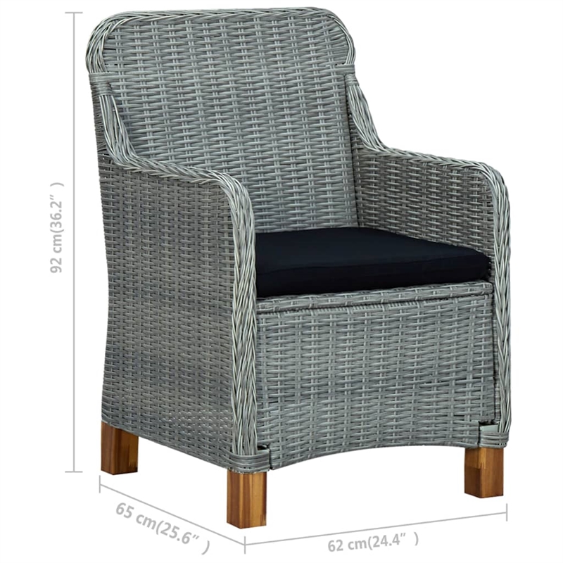 vidaXL Dining Set in Light Gray Chair With in Black Cushion
