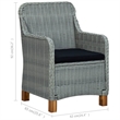 vidaXL Dining Set in Light Gray Chair With in Black Cushion