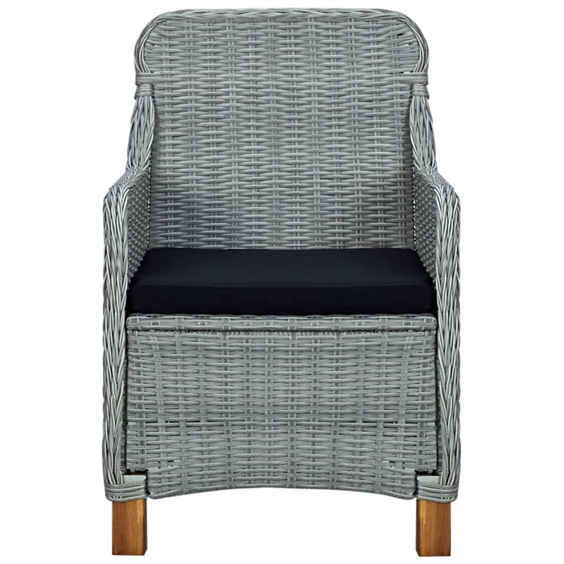 vidaXL Dining Set in Light Gray Chair With in Black Cushion