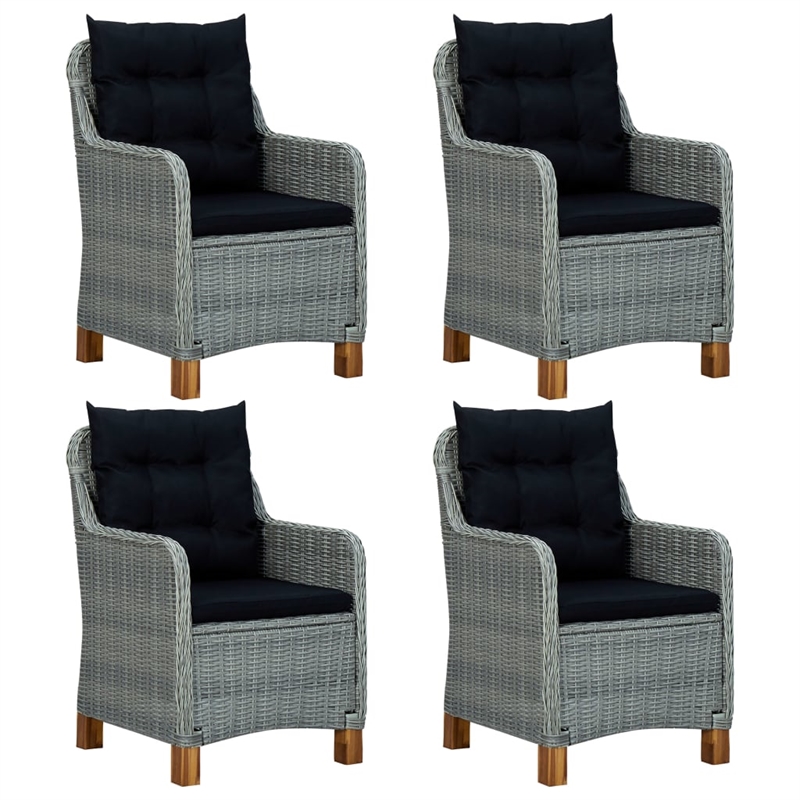 vidaXL 5 Piece Solid Acacia Wood Dining Set in Light Gray