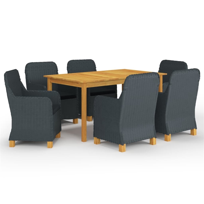 vidaXL Dining Set in Dark Gray and Brown