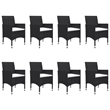 vidaXL Solid Acacia Wood/PE Rattan Large Dining Set in Black/Cream White