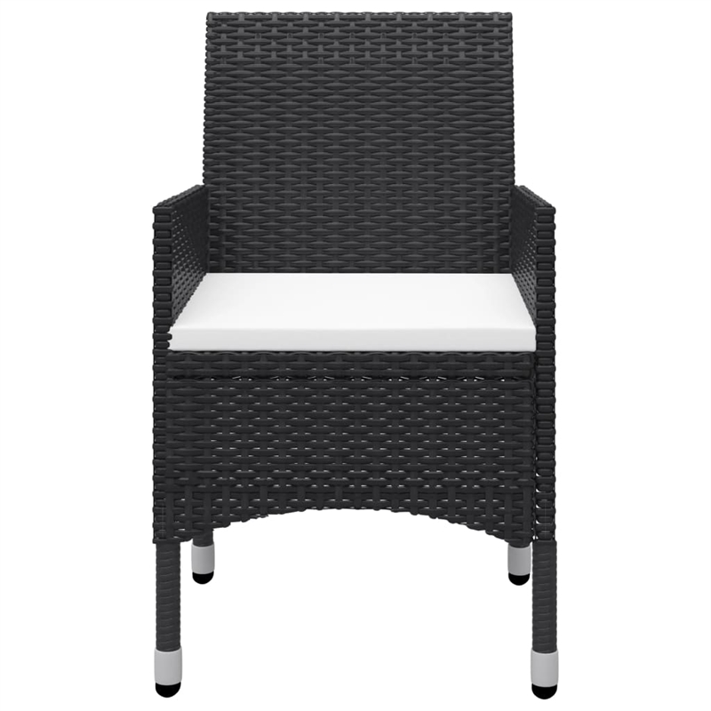 vidaXL Solid Acacia Wood/PE Rattan Large Dining Set in Black/Cream White