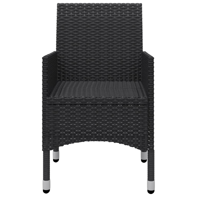 vidaXL Solid Acacia Wood/PE Rattan Large Dining Set in Black/Cream White