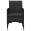 vidaXL Solid Acacia Wood/PE Rattan Large Dining Set in Black/Cream White