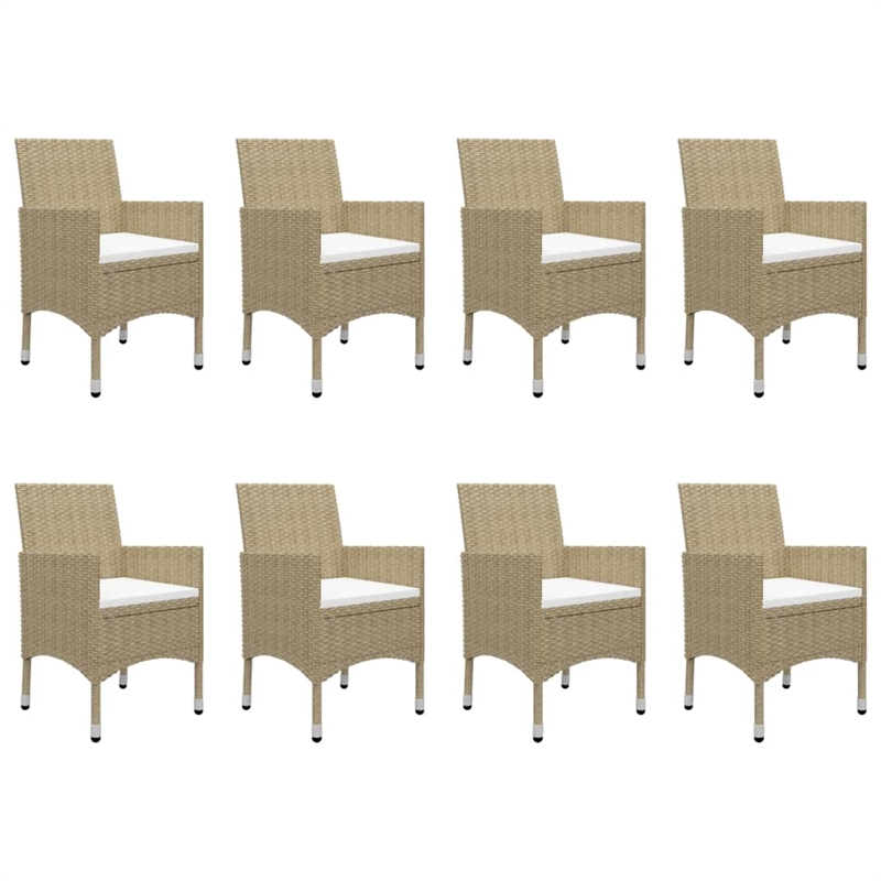 vidaXL Dining Set Table in Brown/Chairs in Beige/Cushions Cream White