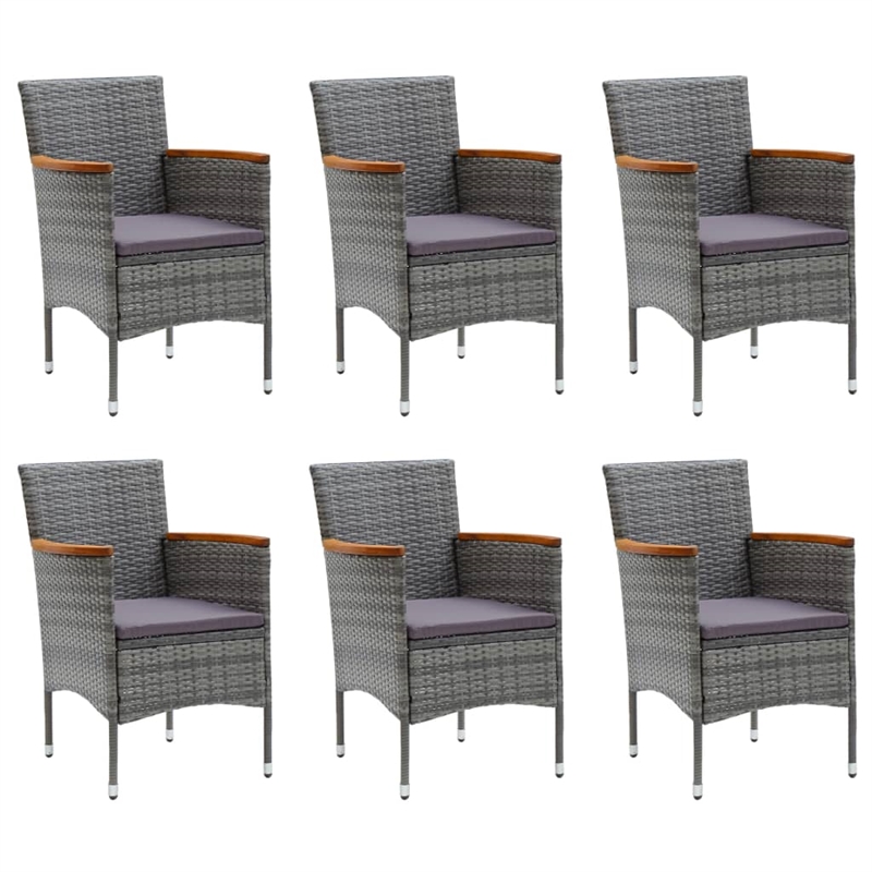 vidaXL Solid Acacia Wood Large Ergonomic Dining Set in Gray