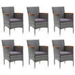 vidaXL Solid Acacia Wood Large Ergonomic Dining Set in Gray