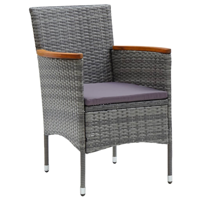 vidaXL Solid Acacia Wood Large Ergonomic Dining Set in Gray