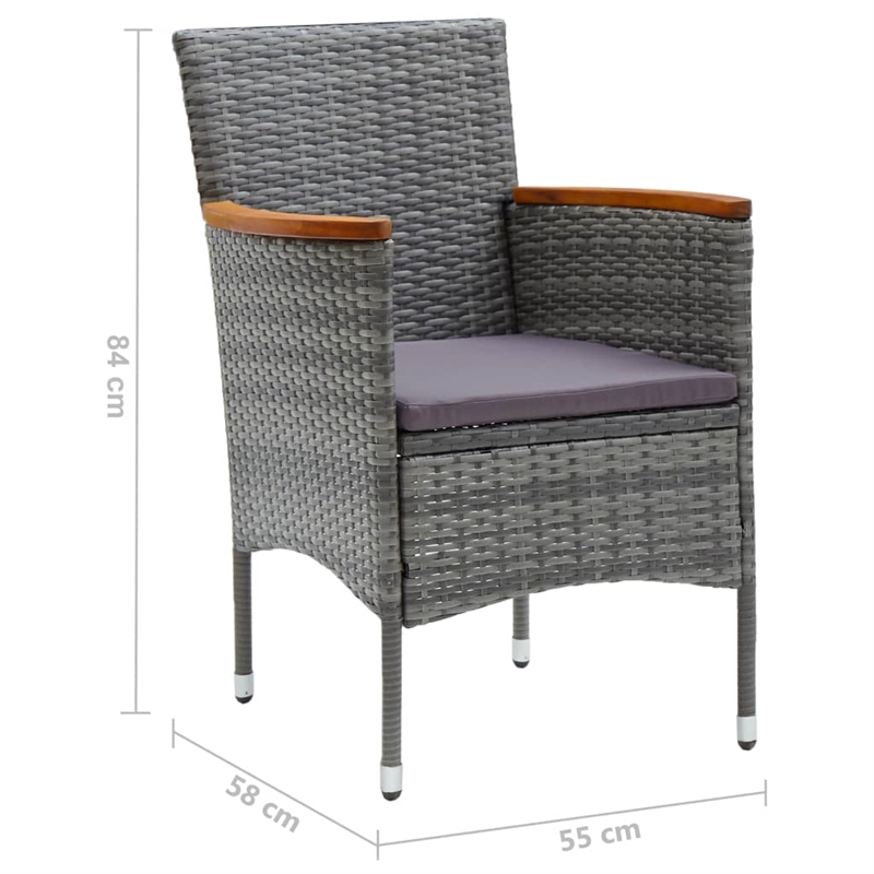vidaXL Solid Acacia Wood Large Ergonomic Dining Set in Gray